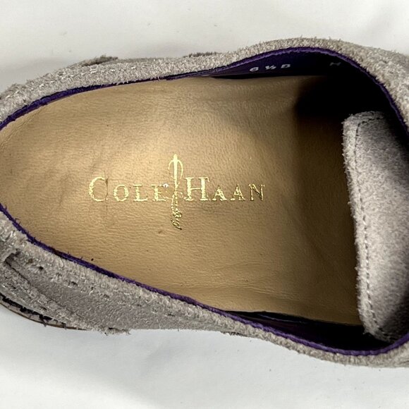 COLE HAAN Gray Purple Wingtip Oxford Shoes 6.5 - Picture 9 of 10